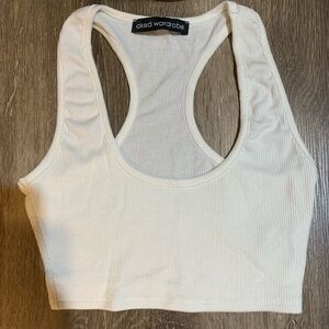 Naked Wardrobe White Ribbed Crop Top Size Small